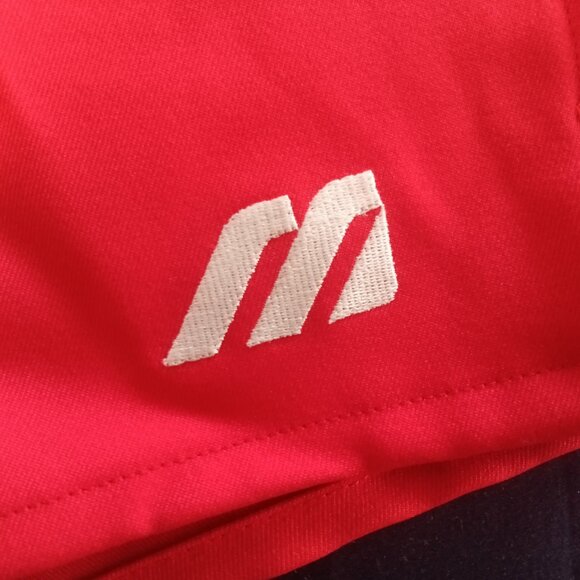 NWT VINTAGE MIZUNO ATHLETIC SHORTS, RED WITH EMBROIDED LOGO, ASIAN SIZE "O" - Picture 3 of 10